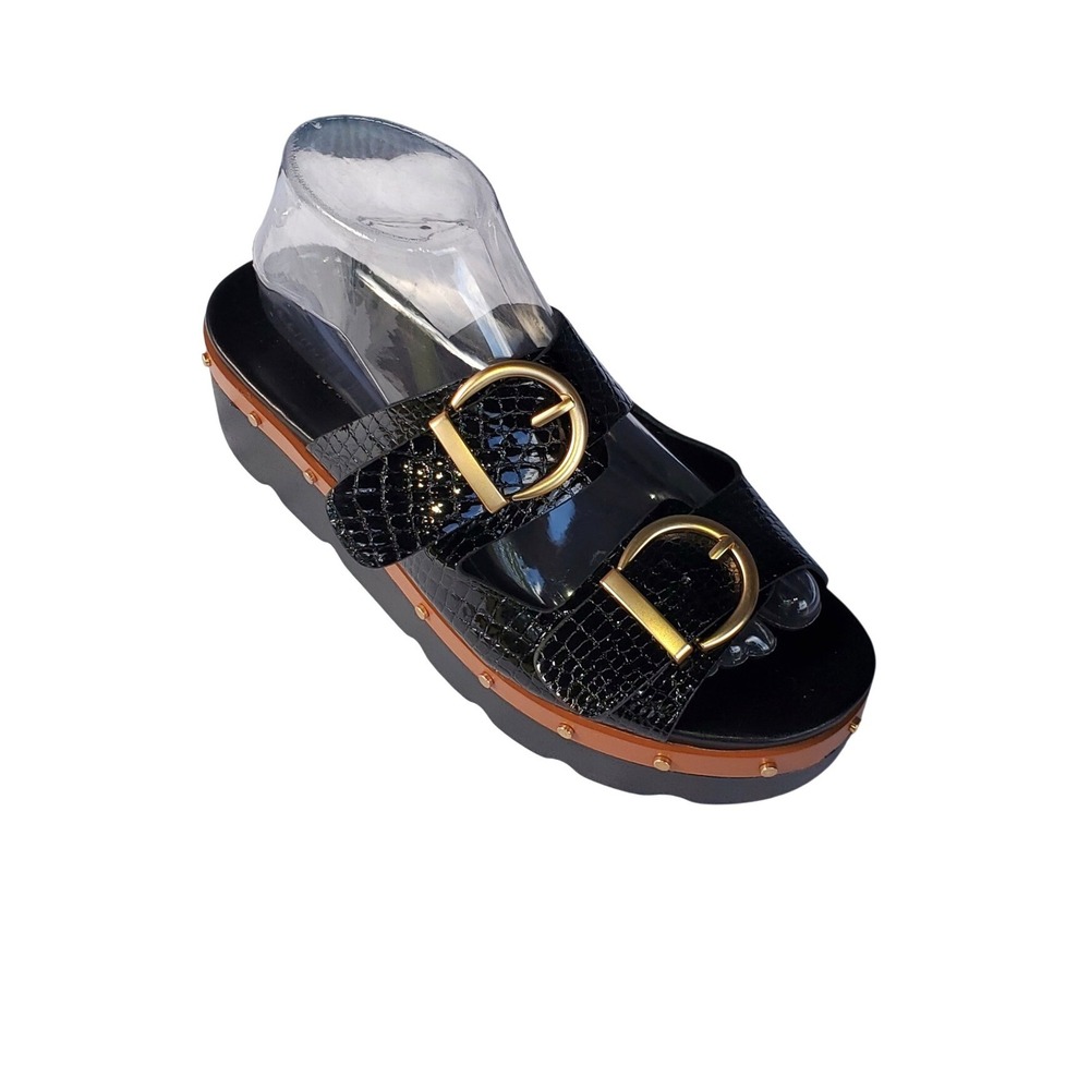 Chinese Laundry Surfs up Platform Sandals Women 7.5 Black Croc Embossed New